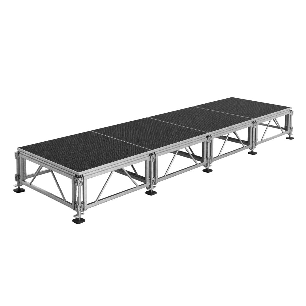Outdoor Stage System 4' x 16' Adjustable Height 24"-48" Industrial Finish - Model STAOD416