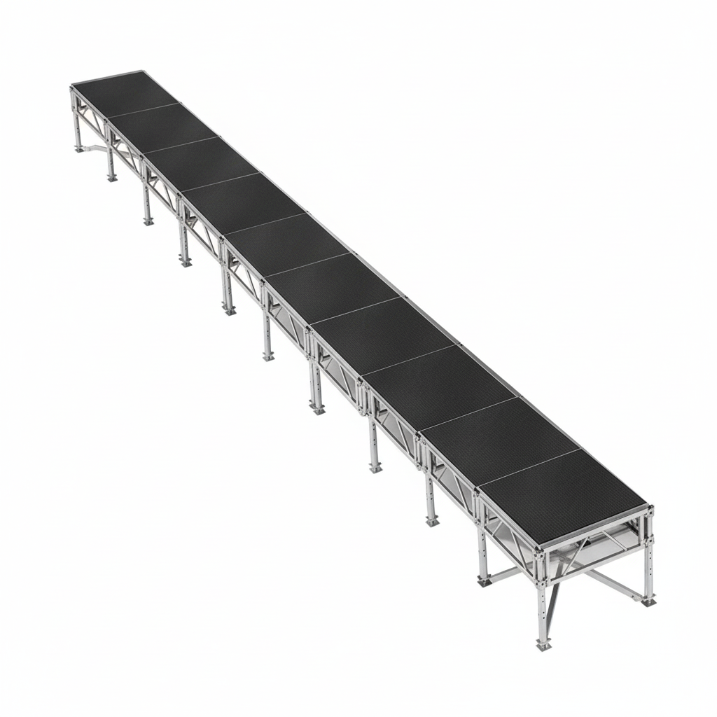 Outdoor Stage System 4' x 40' Adjustable Height 24"-48" Industrial Finish - Model STAOD440