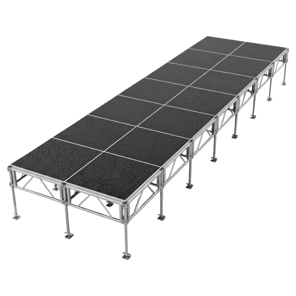 Outdoor Stage System 8' x 28' Adjustable Height 24"-48" Industrial Finish - Model STAOD828