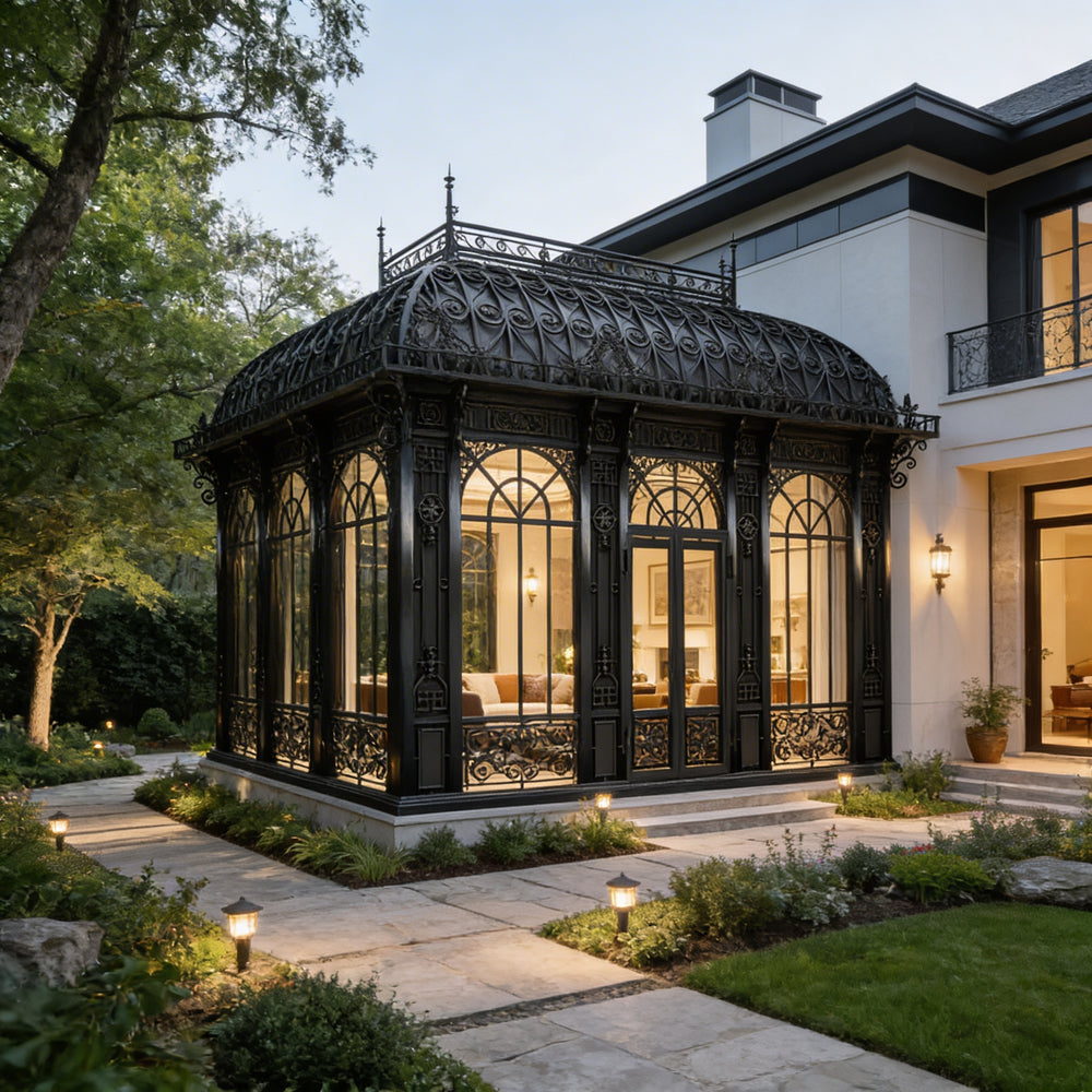 Premium wrought iron sunroom structure for luxury outdoor living