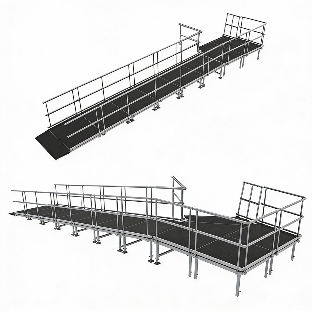Universal Straight ADA Wheelchair Ramp for 24" Height Stages With Land Model USADASLWCR24