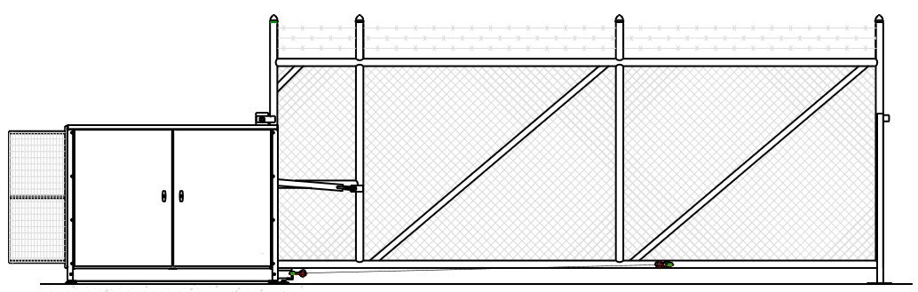 Vertical Pivot Gate - Chain link & Barbed Wire - Model VPGOSCL761