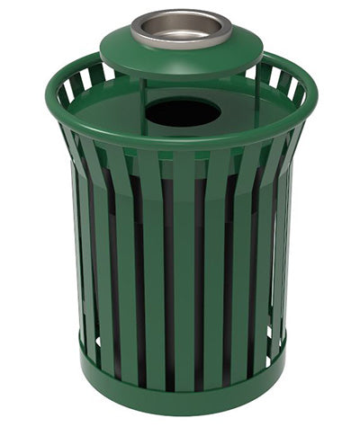 Large Garden Thermoplastic-Coated Expanded Steel Trash Bin - Model WR197