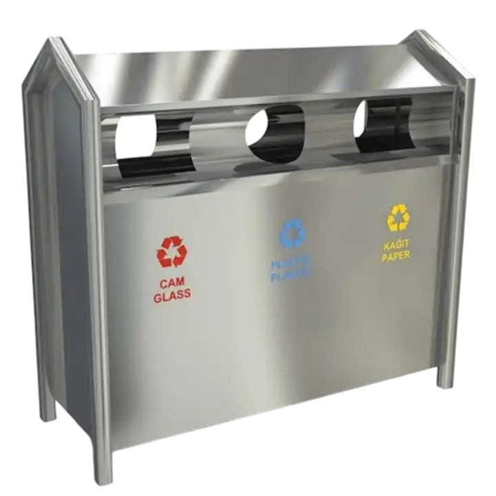 Stainless Steel Three and Two Compartment Recycle Bin | Model WR199