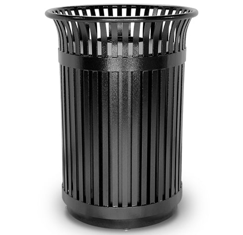 Outdoor Flare Top Trash Receptacle Slatted Steel - Model WR204