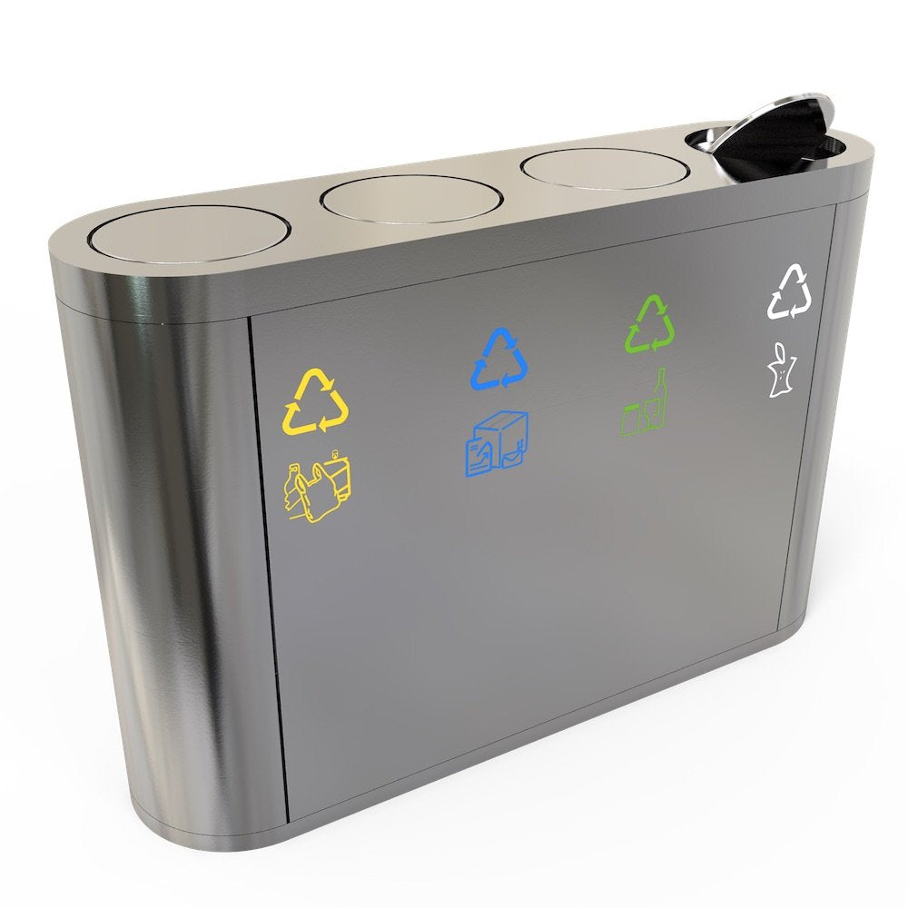 Stainless Steel Three and Two Compartment Recycle Bin | Model WR213