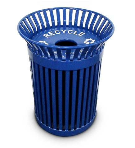Metal Outdoor Slatted Steel Trash and Recycling Receptacle 24 Gallon - Model WR219