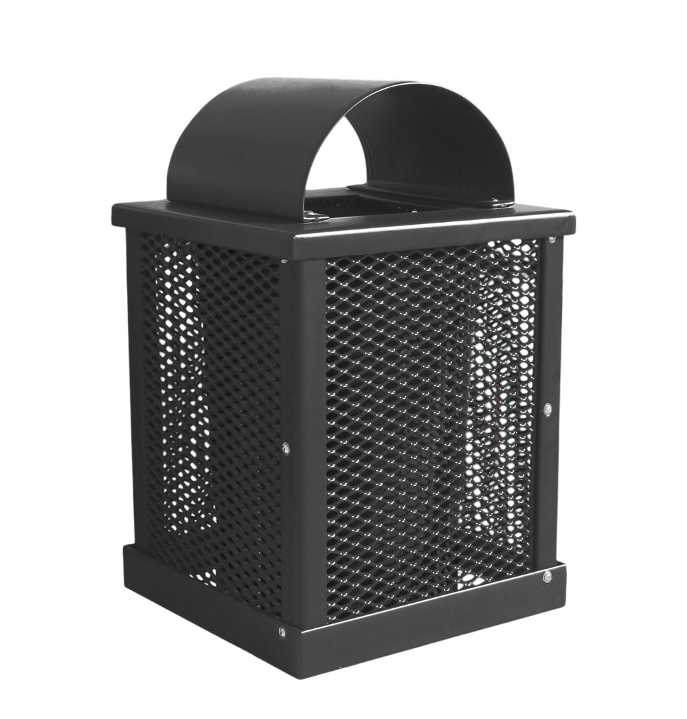 Metal Outdoor Diamond Square Steel Trash Can With Rain Bonnet Lid, 32 Gallon - Model WR222