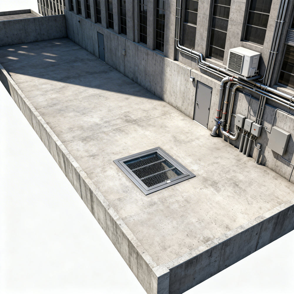 Heavy‑duty aluminum window well grate with expanded‑metal mesh and reinforced frame, designed for basement safety and ventilation.