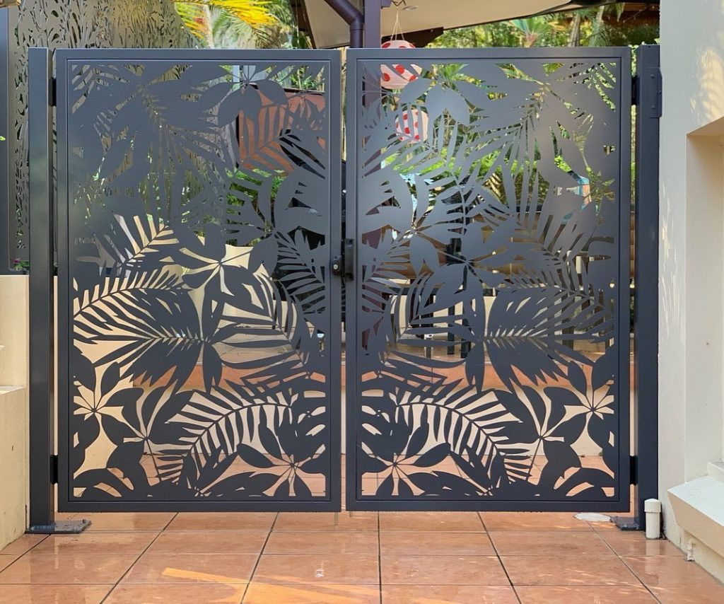 Abstract Laser Cut Design Metal Yard Gate | Custom Fabrication Metal Back Yard Gate| Made in Canada – Model # 238-Taimco
