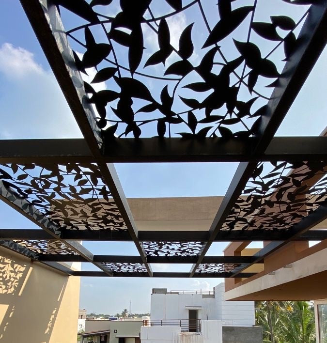 Beautiful Decorative Laser Cut Sensational Outdoor Gazebo Panel | Modern Fabrication Heavy Duty Metal Privacy Screen | Made in Canada – Model # PP595-Taimco