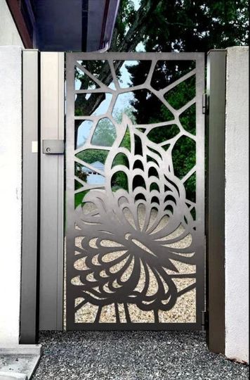 Beautiful Laser Cut Artistic Butterfly Design Metal Garden Gate | Modern Fabrication Metal Yard Gate | Made in Canada – Model # 773-Taimco