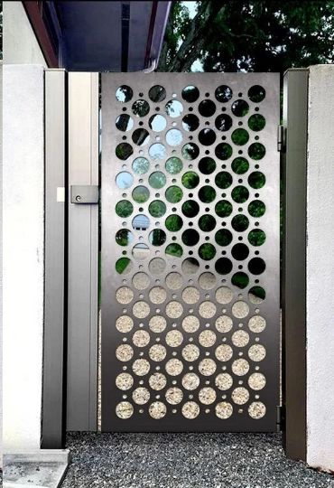 Beautiful Laser Cut Artistic Circle Design Wrought Iron Gate | Custom Fabrication Metal Garden Gate | Made in Canada – Model # 760-Taimco