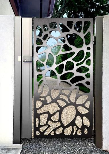 Beautiful Laser Cut Artistic Design Metal Back Yard Gate | Modern Fabrication Metal Yard Side Gate| Made in Canada – Model # 799-Taimco