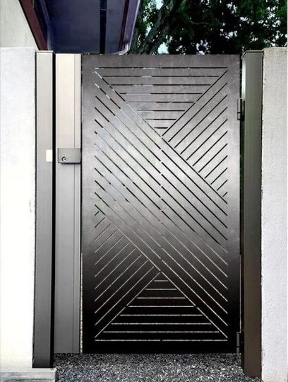 Beautiful Laser Cut Artistic Linear Zig Zag Design Metal Gate| Custom Fabrication Metal Pool Gate| Made in Canada – Model # 831-Taimco