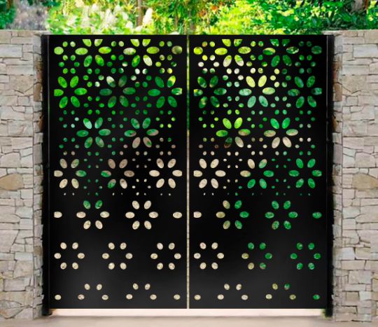 Beautiful Laser Cut Floral Pattern Metal Garden Gate | Custom Fabrication Wrought Iron Pool Gate | Made in Canada– Model # 248-Taimco