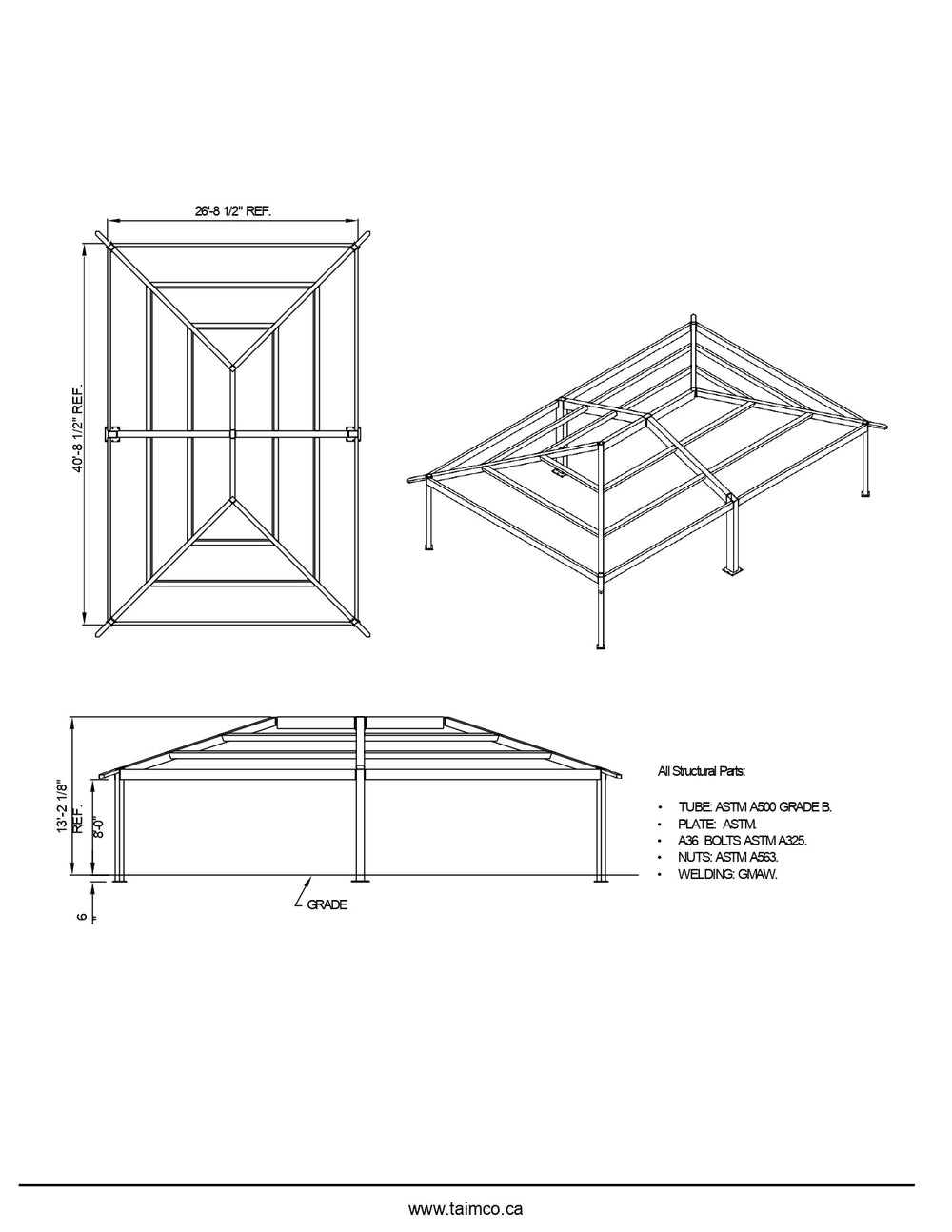Biltmore Rectangular Steel Structure Park Gazebo | Model # GAZR1T-Taimco