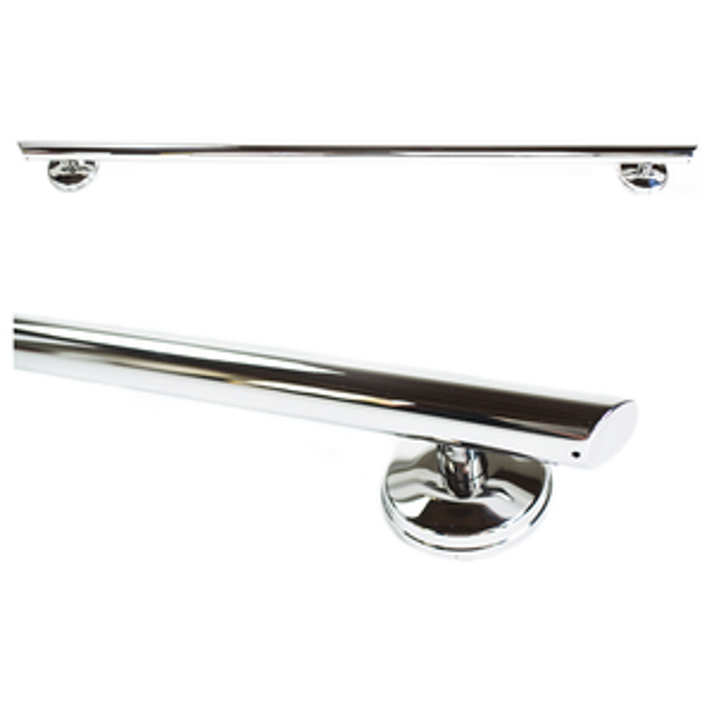 Bronte Straight Decorative Grab Bar with Angled Ends & Long Nubby Rubber Grip 1.25” Stainless Steel chrome Finish-Taimco