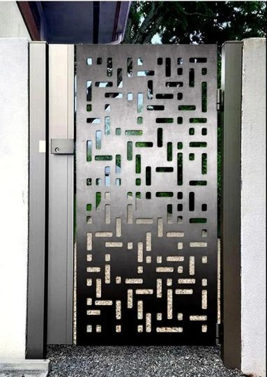 Classic Artistic Linear Design Iron Garden Gate | Modern Fabrication Metal Yard Gate | Made in Canada – Model # 797-Taimco