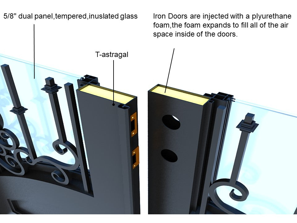 Classic Iron design Door | Square Top With kickplate | Model # IWD 928-Taimco