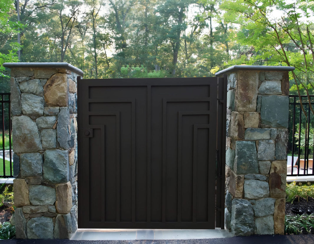 Classic Metal Block Line Design Back Yard Gate | Modern Metal Yard Side Gate | Made in Canada – Model # 328-Taimco