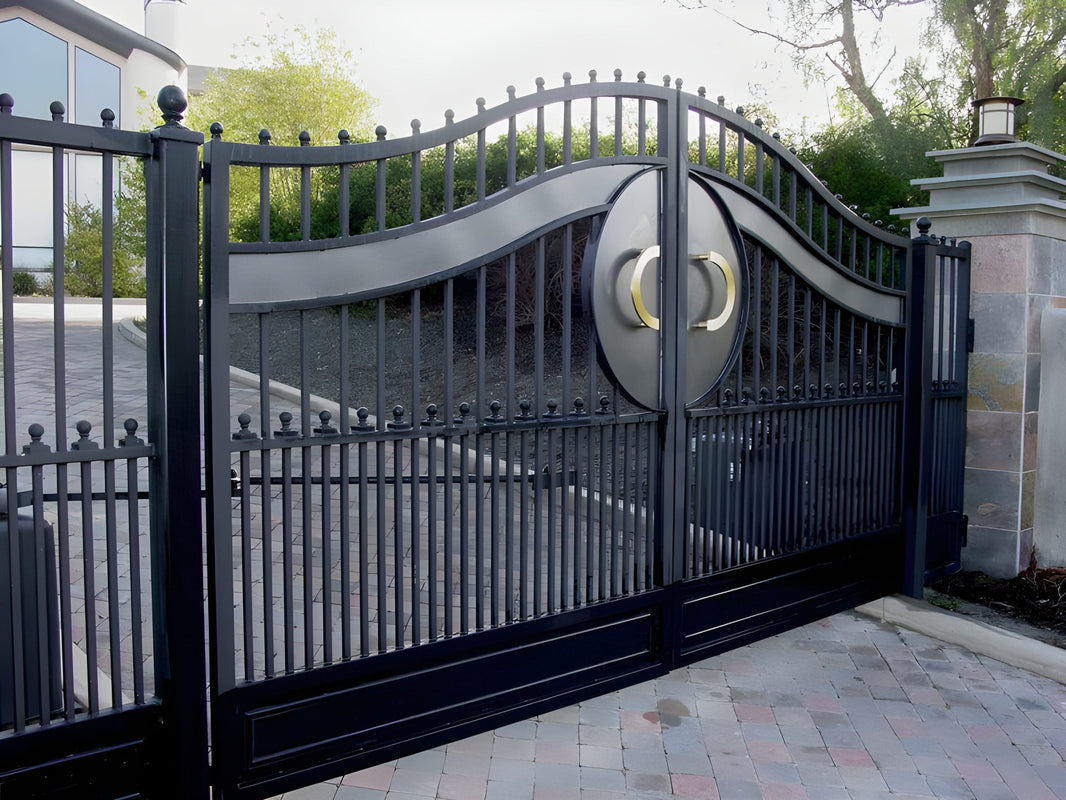 Classic Modern Strong Fence Iron Block Metal Gate | Custom Fabrication Heavy Duty Driveway Gate |Made in Canada– Model # 138-Taimco