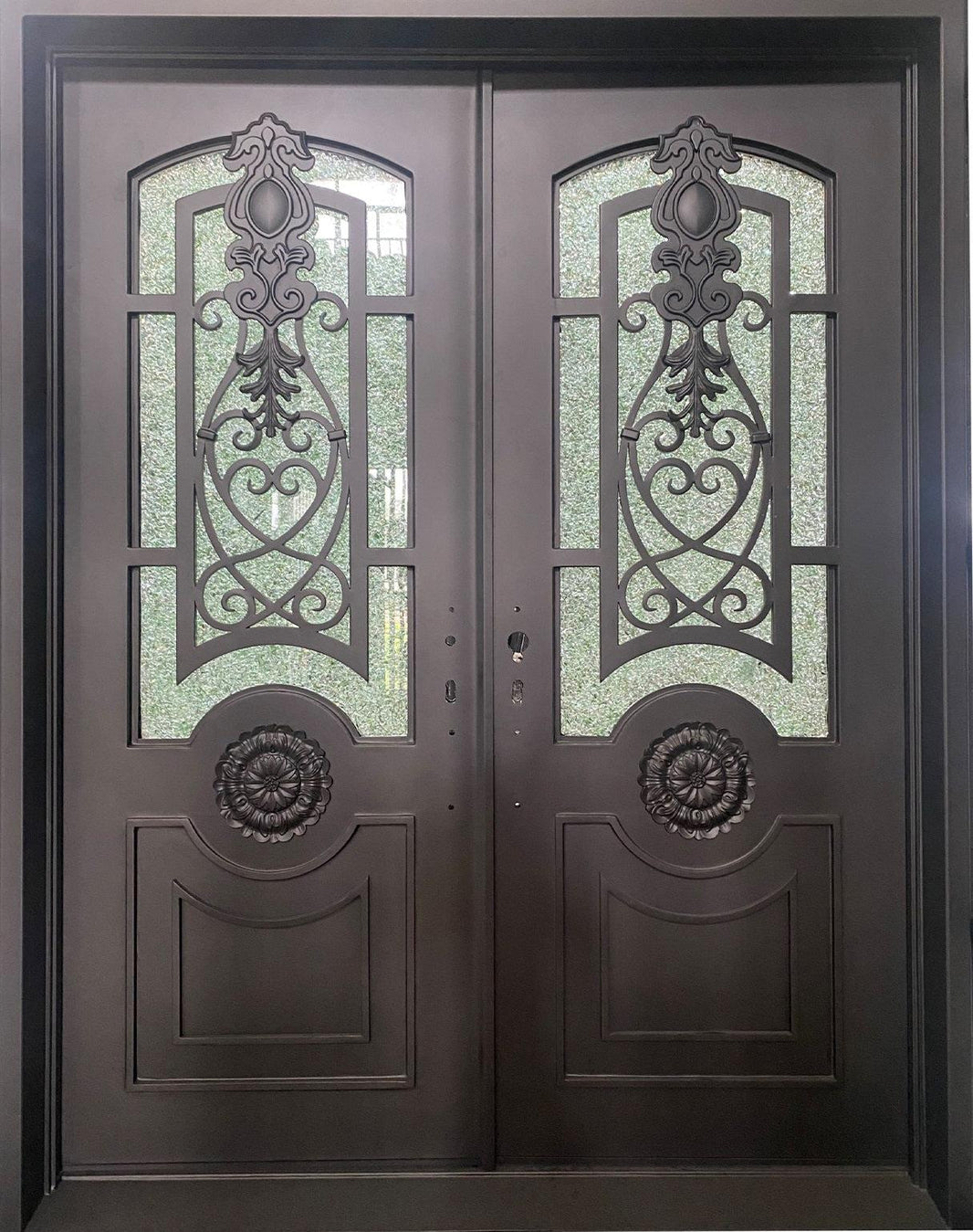 Classic Wrought Iron Door Design | Square Top With kickplate | Model # IWD 1006-Taimco