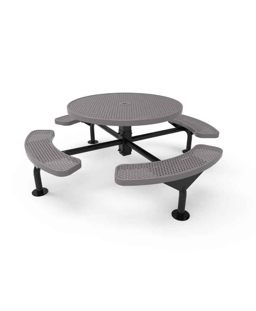 Conventional Round Steel Picnic Stationary Mount Table Picnic Table & Seat - Model PT187-Taimco