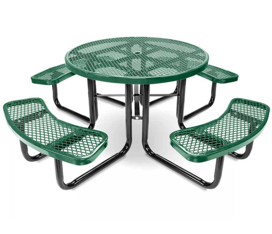Conventional Round Steel Picnic Stationary Mount Table Picnic Table & Seat - Model PT189-Taimco