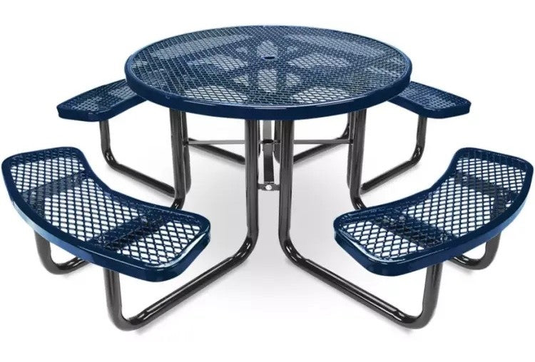 Conventional Round Steel Picnic Stationary Mount Table Picnic Table & Seat - Model PT189-Taimco