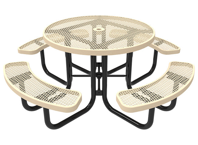Conventional Round Steel Picnic Stationary Mount Table Picnic Table & Seat - Model PT189-Taimco