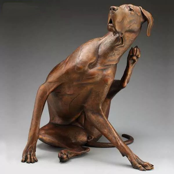 Custom Made Casting Bronze Dog Garden Statue Large Outdoor Dog Statue Yard Art Model # MSC1245-Taimco