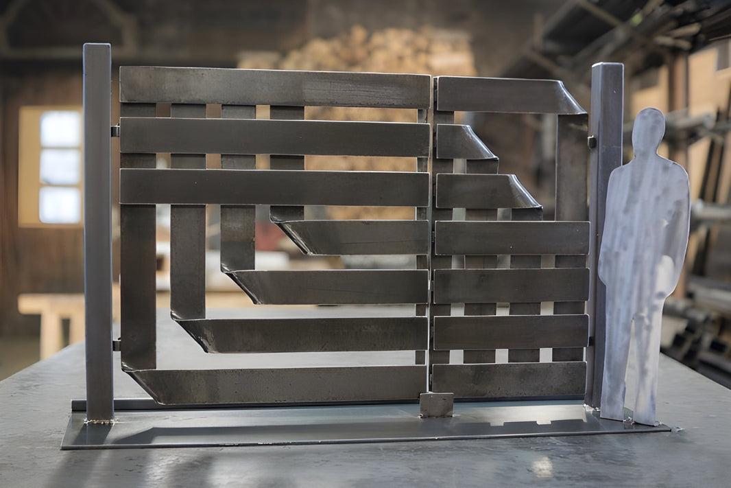 Fabulous Geometric Design Metal Pool Gate | Custom Fabrication Unique Edge Metal Garden Gate | Made in Canada – Model # 226-Taimco