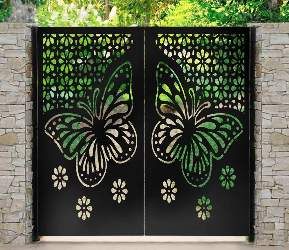 Floral Flutterlux Steel Butterfly Gate | Model # 039-Taimco