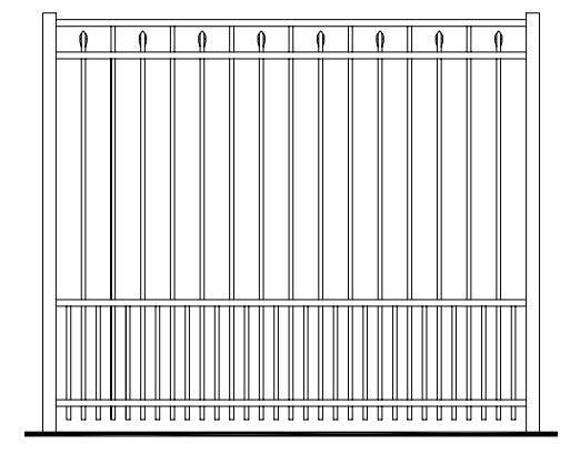 Aluminum Finials Fence Panel - Model # FP95222