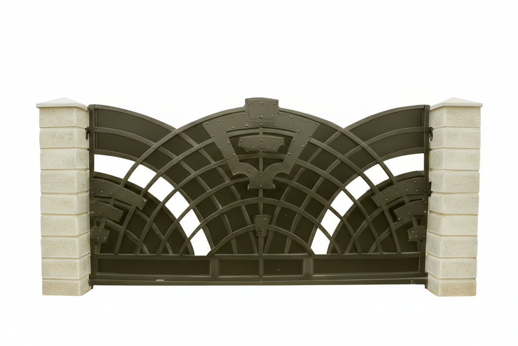 Solstice Arc – Radial Geometric Wrought Iron Driveway Gate Model # DWG110