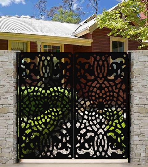 Gorgeous Artistic Design Metal Back Yard Gate | Custom Fabrication Laser Cut Yard Side Metal Gate | Made in Canada – Model # 210-Taimco