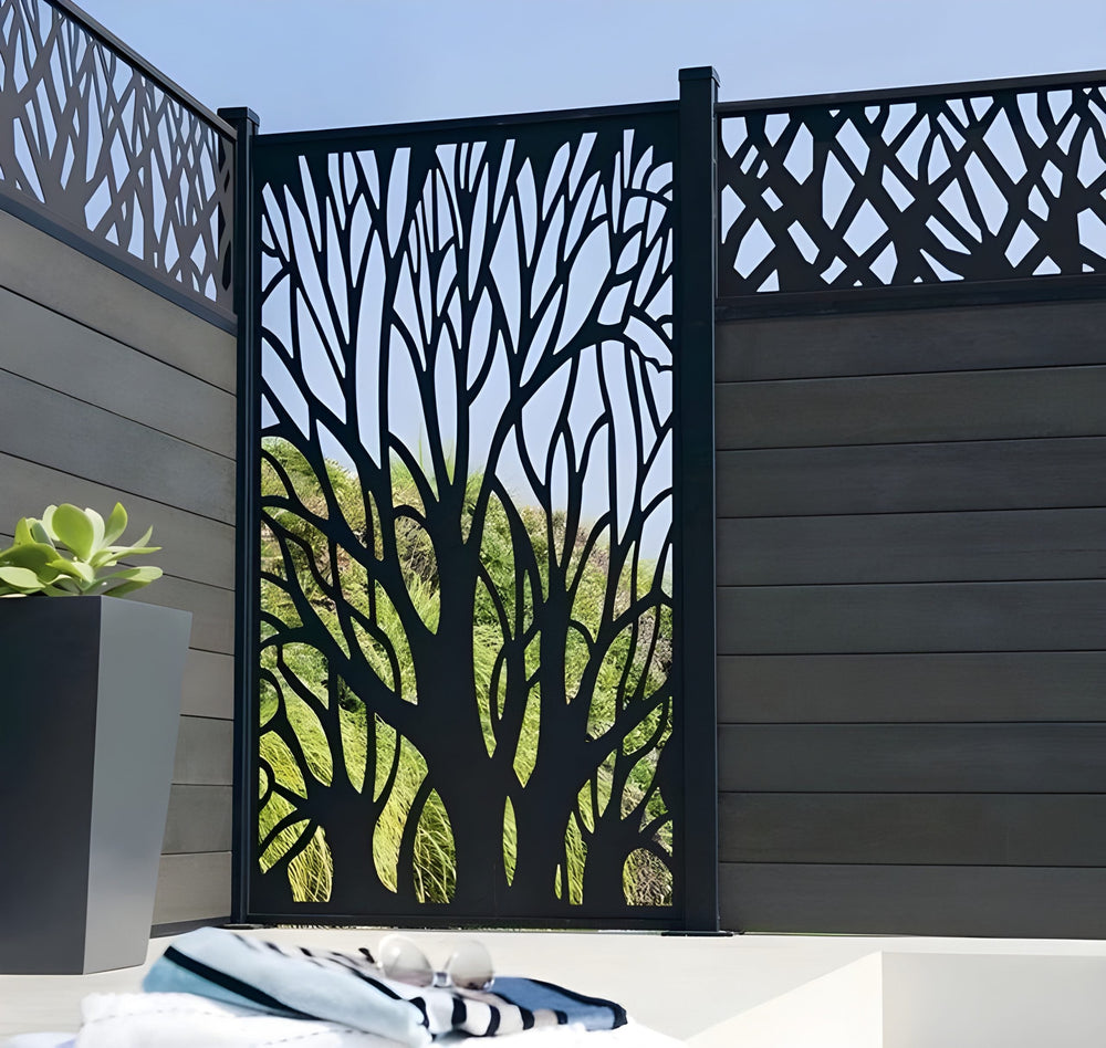 Gorgeous Artistic Tree Design Panel Metal Pool Gate | Modern Custom Fabrication Metal Garden Gate |Made in Canada– Model # 229-Taimco