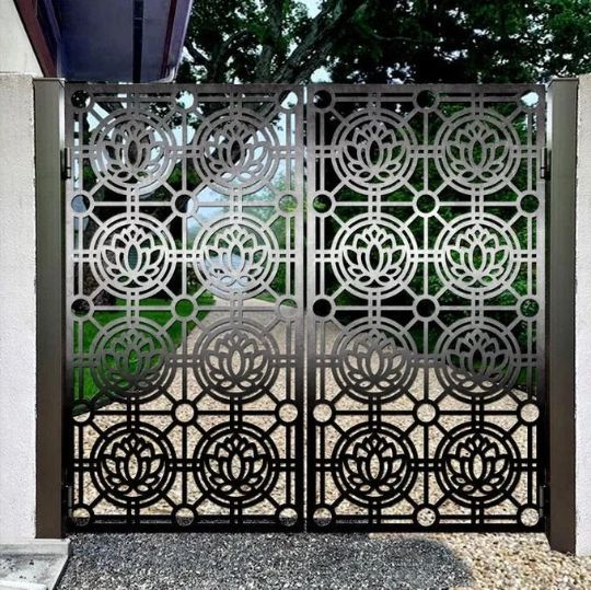 Gorgeous Laser Cut Artistic Doodle Design Wrought Iron Pool Gate | Custom Fabrication Metal Garden Gate | Made in Canada – Model # 826-Taimco