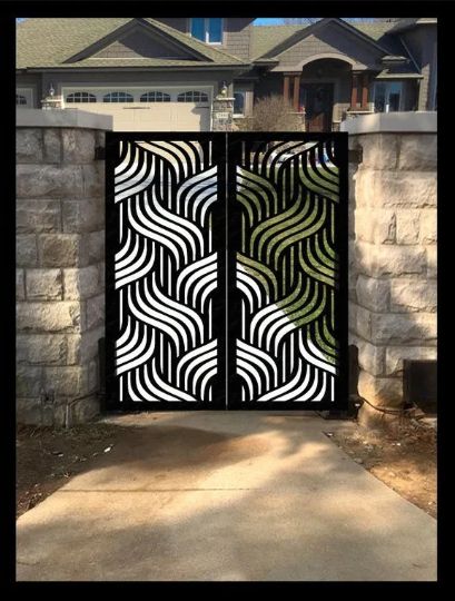 Gorgeous Laser Cut Artistic Wavy Design Metal Garden Gate| Modern Fabrication Metal Pool Gate | Made in Canada – Model # 762-Taimco