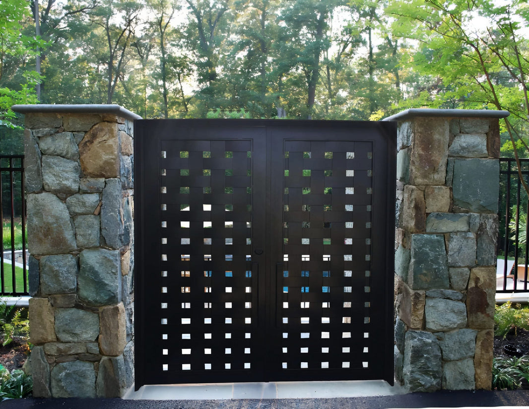 Gorgeous Square Box Design Metal Garden Gate | Modern Block Design Wrought Iron Pool Gate | Made in Canada– Model # 336-Taimco