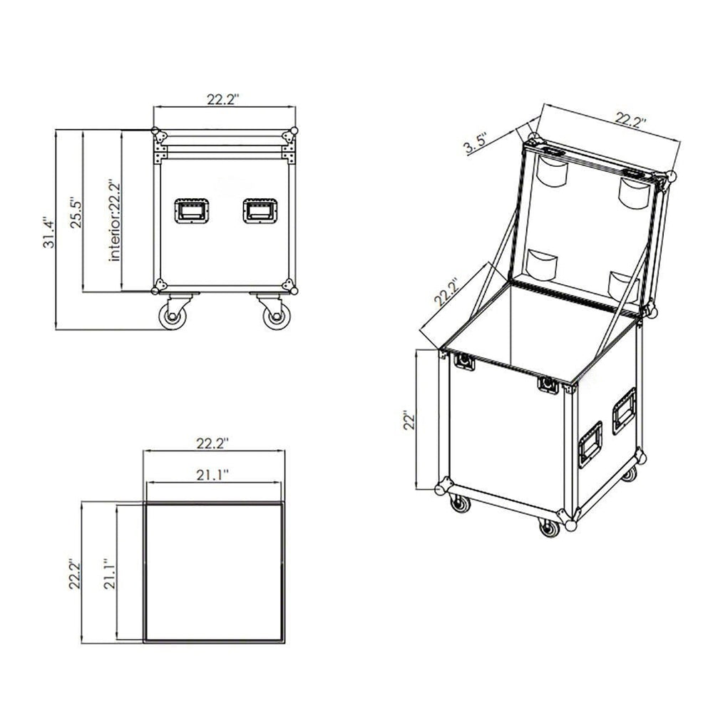Half-Trunk Utility Flight Case for Stage Hardware & Accessories Model STA393-Taimco