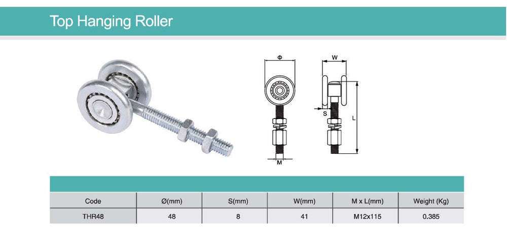Hanging Door 2 Rollers Runner Assembly Iron Zinc Silver | Carriage Wheel Heavy Duty - Model # THR ( Pack of 100 )-Taimco