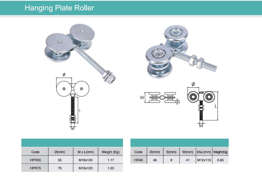 Hanging Door 4 Rollers Runner Assembly Iron Zinc Silver | Carriage Wheel Heavy Duty - Model # HPR ( Pack of 100 )-Taimco