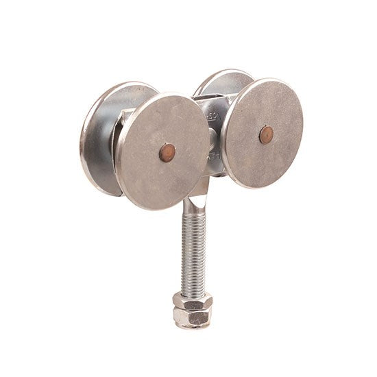 Hanging Door 4 Rollers Runner Assembly Iron Zinc Silver | Carriage Wheel Heavy Duty - Model # HPR ( Pack of 100 )-Taimco