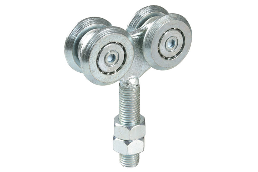 Hanging Door 4 Rollers Runner Assembly Iron Zinc Silver | Carriage Wheel Heavy Duty - Model # HPR ( Pack of 100 )-Taimco
