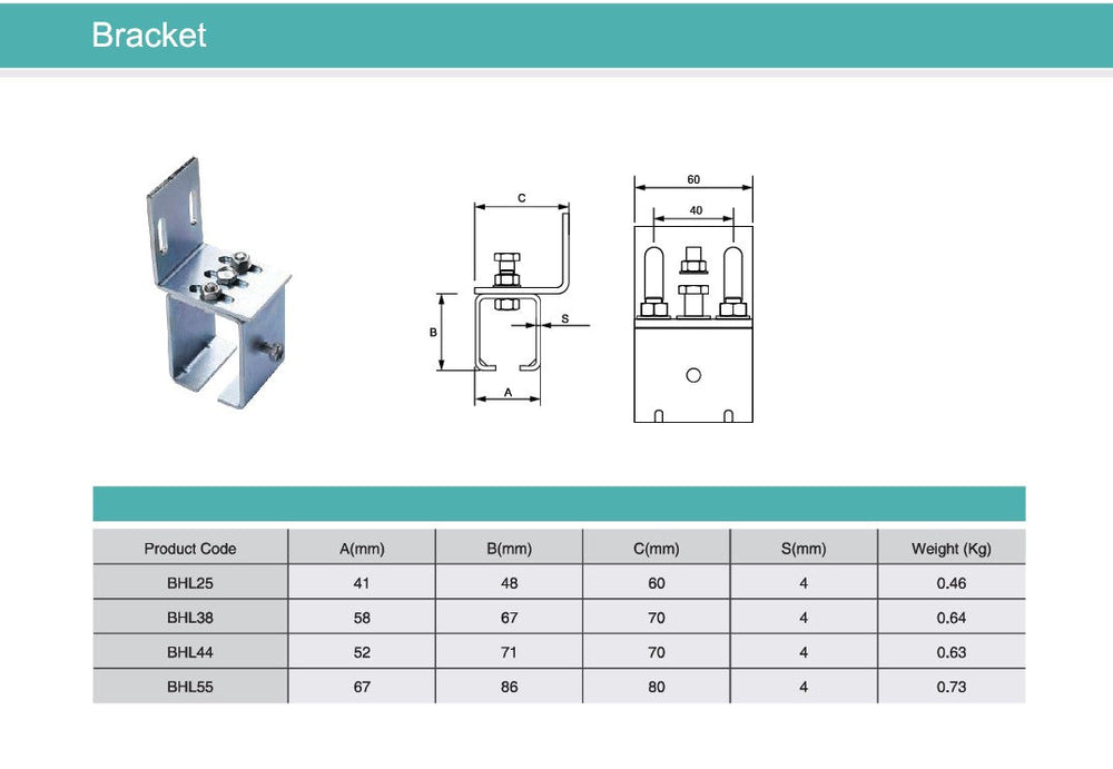 Hanging Gate Roller Channel Bracket Wall Mount | Carriage the Gate Hanging Wheel - Model # BHL ( Pack of 100 )-Taimco