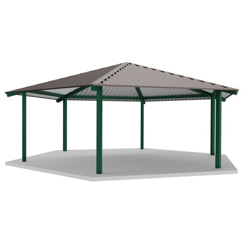 Hexagon One Tiers Steel Structure Park Gazebo | Model # GAZH1T-Taimco