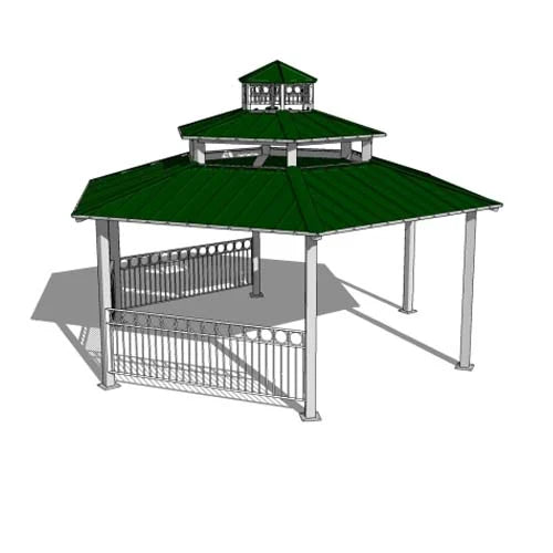 Hexagon Three Tiers Steel Structure Park Gazebo | Model # GAZH3T-Taimco