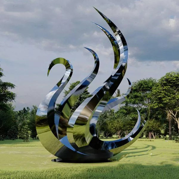 Large Metal Swan Sculpture Modern Decor Model # MSC1327-Taimco